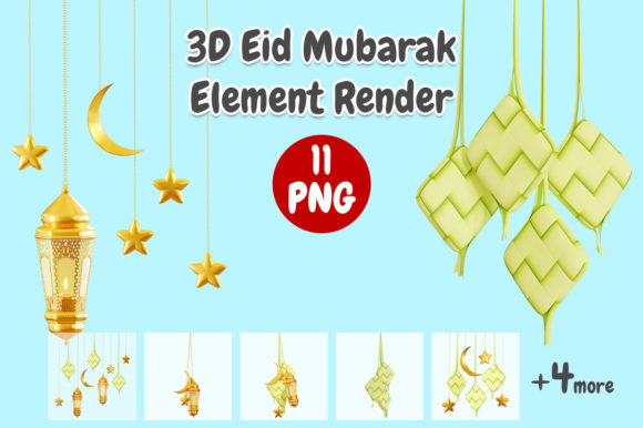Elevate Designs with Eid Mubarak Element 3D Render