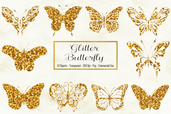 Elevate Designs with Glitter Butterfly Clipart