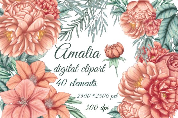 Elevate Designs with Peach Flowers Wedding Clipart