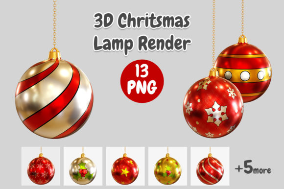 Elevate Holiday Designs with Hanging Lamp Christmas 3D Render