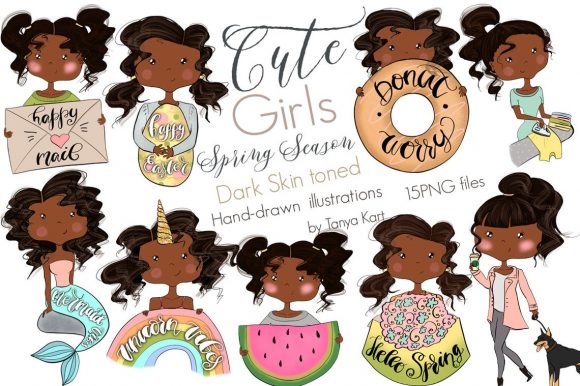 Embracing Diversity in Spring Design: The Rise of Dark Skin Toned Girls Spring Season Illustrations