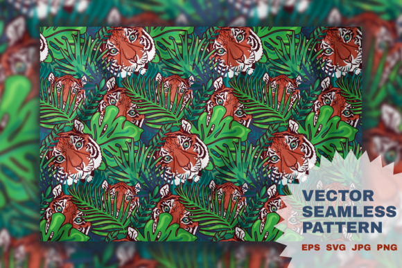 Wild Tiger in Leaves Seamless Pattern Guide